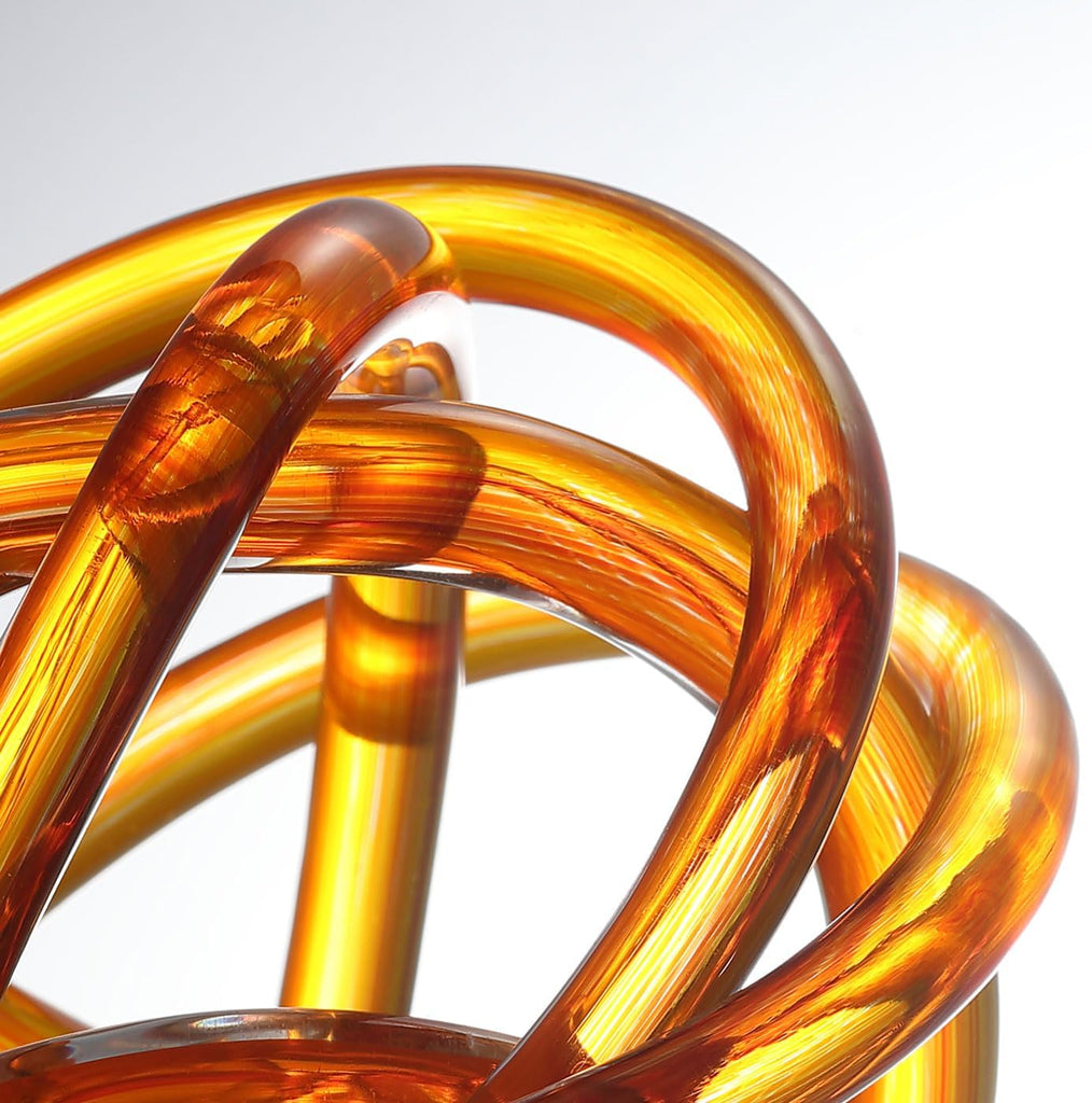 Hand Blown Infinity Knot Sommerso Decorative Glass Ball for Bowls Home Decor 4 inch Tall Orbit Centerpiece Table