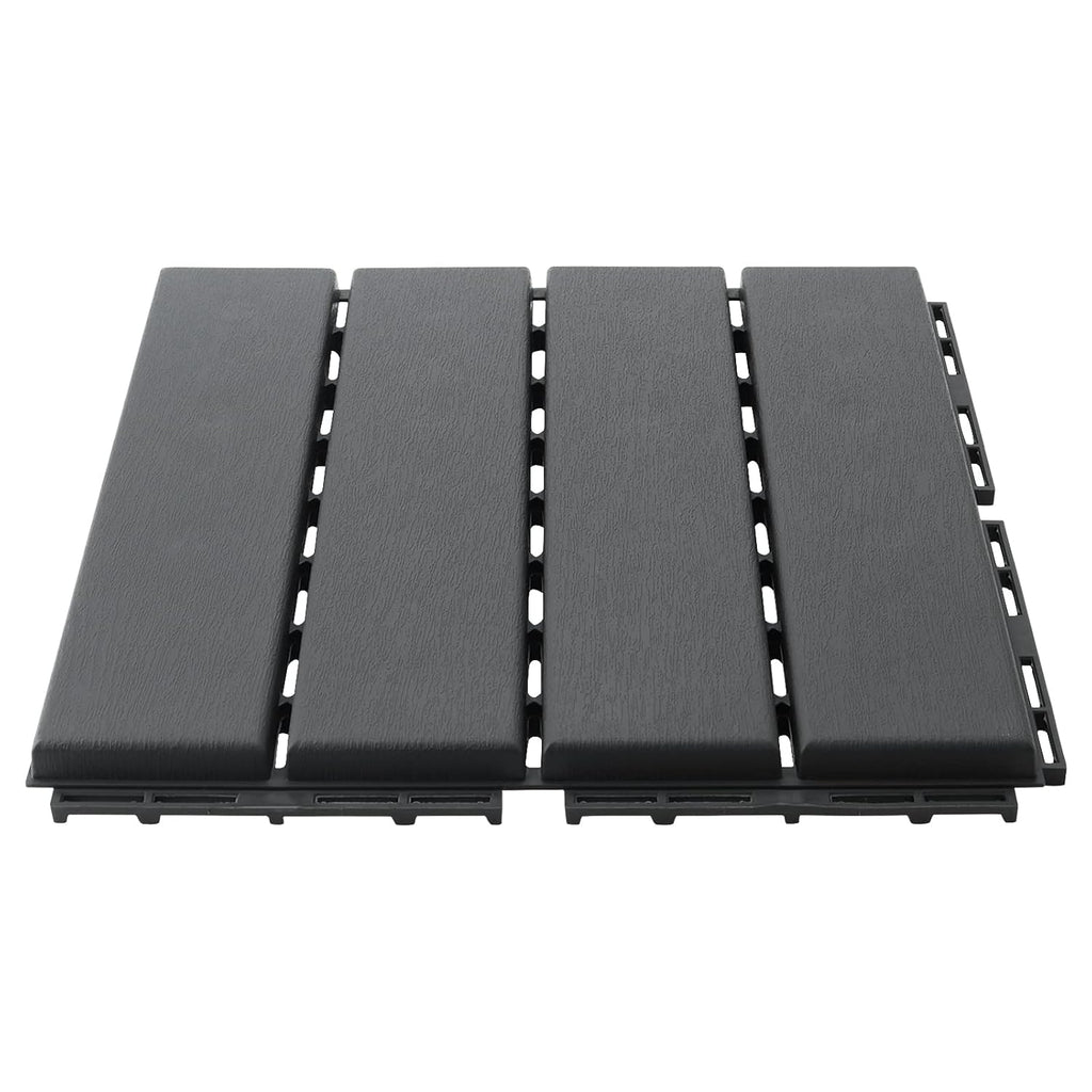 8 PCS 11.8 x 11.8 Inch Plastic Interlocking Deck Tiles, Patio Deck Tile, Wood Slat Composite Interlocking Decking Tile