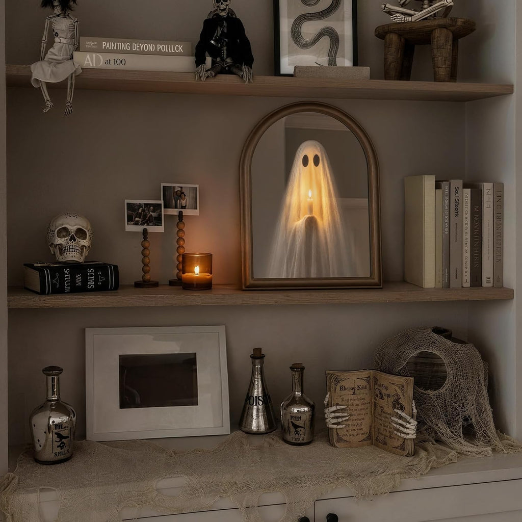 Halloween Decor - 11" x 13.8" Light Up Ghost Mirror