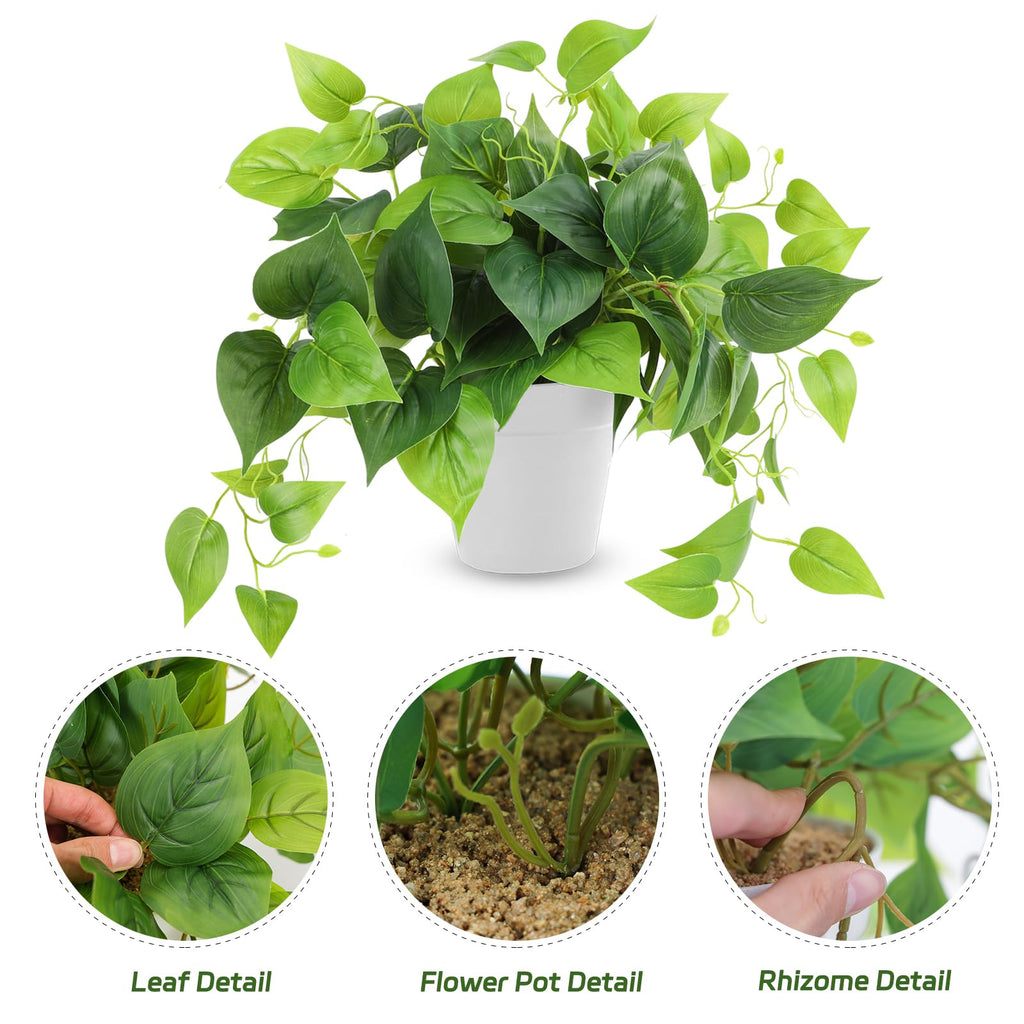 Artificial Plants Fake Pothos with Plastic Pot Artificial Potted Plant Bedroom Indoor Outdoor Decor 1 Pack