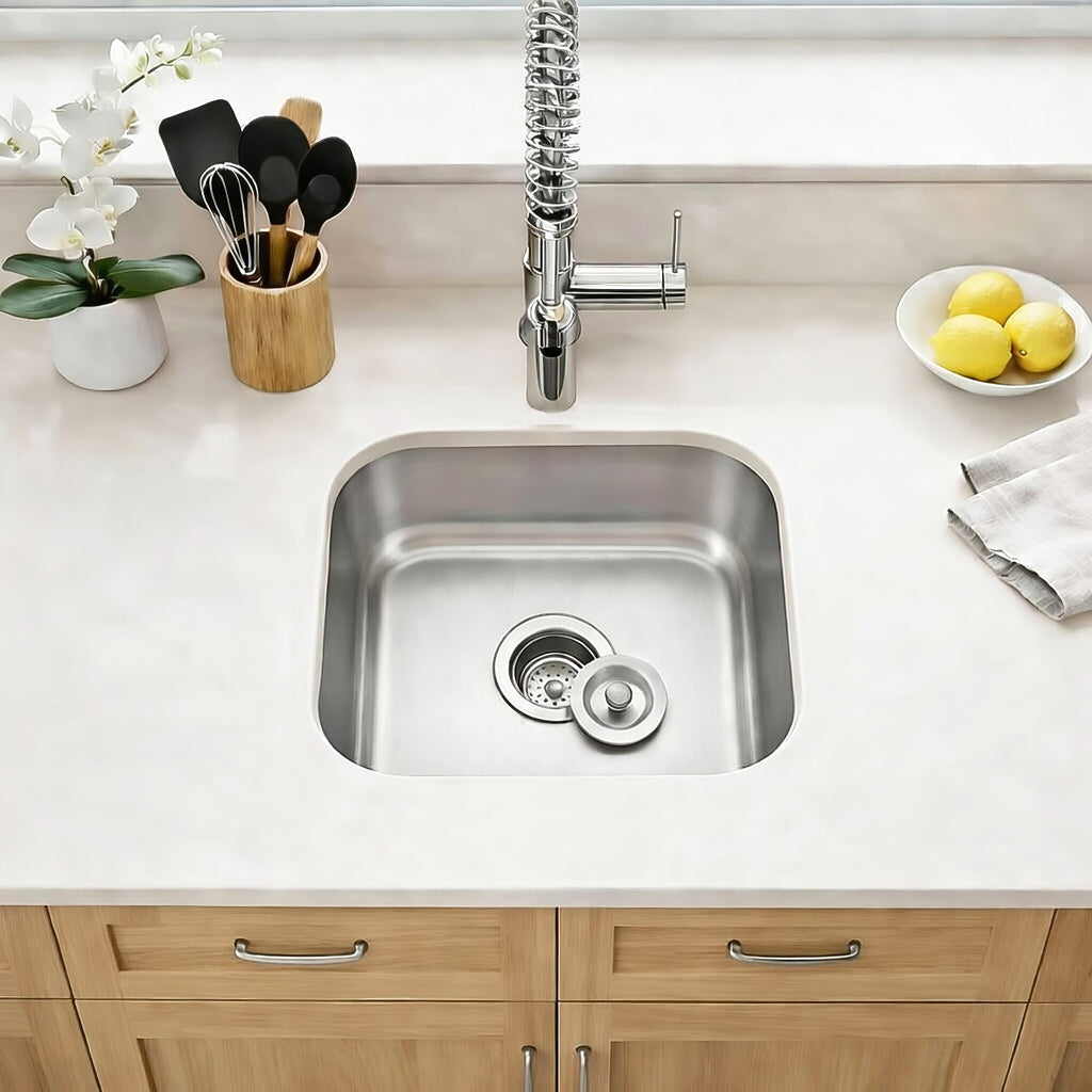 18x16 Inch Undermount Kitchen Sink - 18 Gauge Stainless Steel Single Bowl Prep Sink for Compact Kitchen Sink &