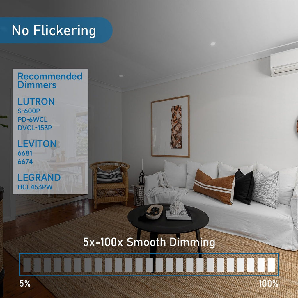 5/6 Inch LED Can Lights Adjustable Retrofit Recessed Lighting, 6 Pack