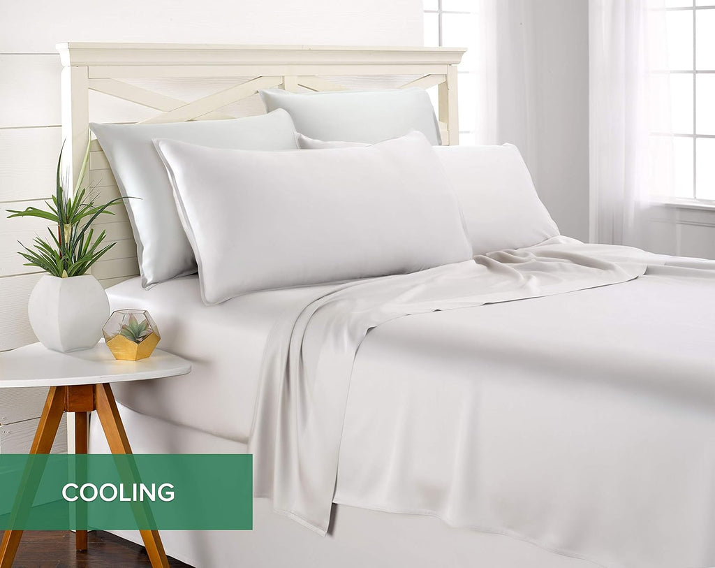 King Sheets, Genuine 100% Organic Viscose Derived from Bamboo Bed Sheet Set, Soft & Cooling, Double Stitching, 2 Year