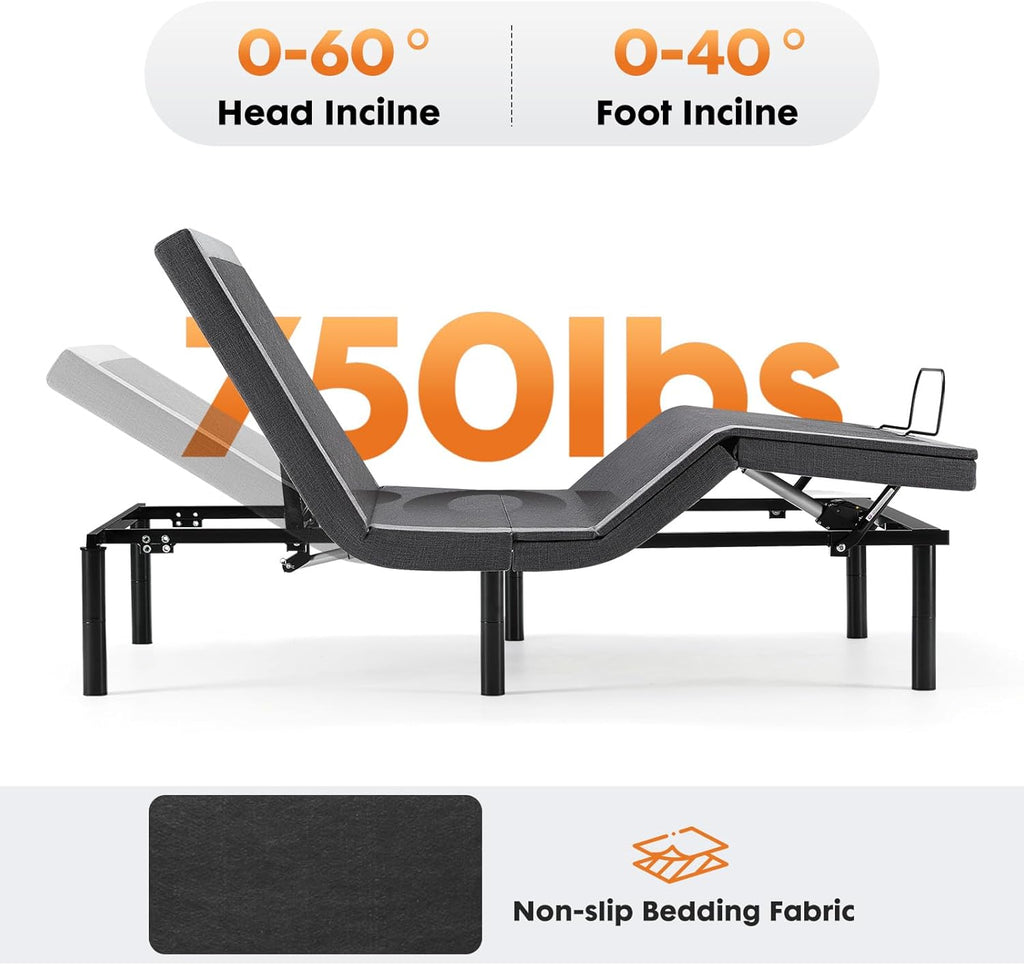 Full Adjustable Bed Frame, Electric Base, USB, Zero Gravity