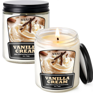 2 Pack Vanilla Cream Odor Eliminating Candle - 18 oz Soy Candle