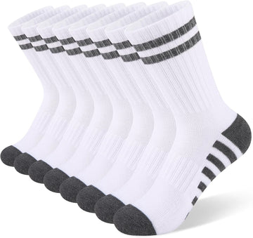 Boys Crew Calf Kids Socks for Boys Athletic School Long Half Cushioned Socks 8 Pairs