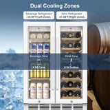 Wine and Beverage Refrigerator, 24 Inch Beverage Cooler Dual Zone with Glass Doo