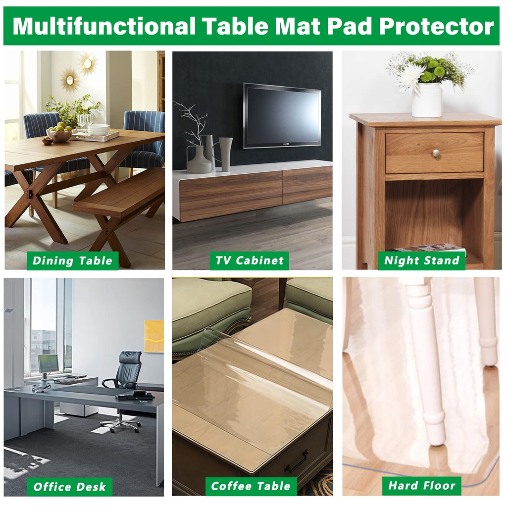 Crystal Clear Plastic Table Protector Cover Mat Vinyl PVC Tablecloth Dining Coffee Table Pad Wood Furniture Protector