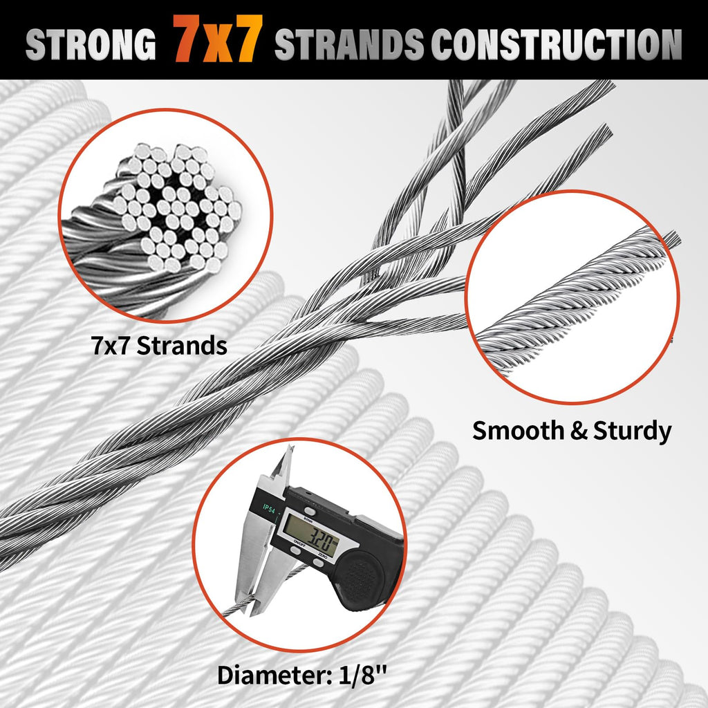 Stainless Steel Cable for Railing - 1/8" T316 Wire Rope Cable