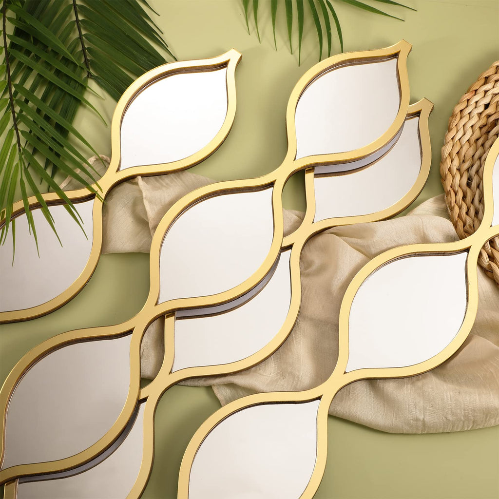 4 Pcs Teardrop Mirror Wall Art Decorative Mirror Wall Decor, Gold