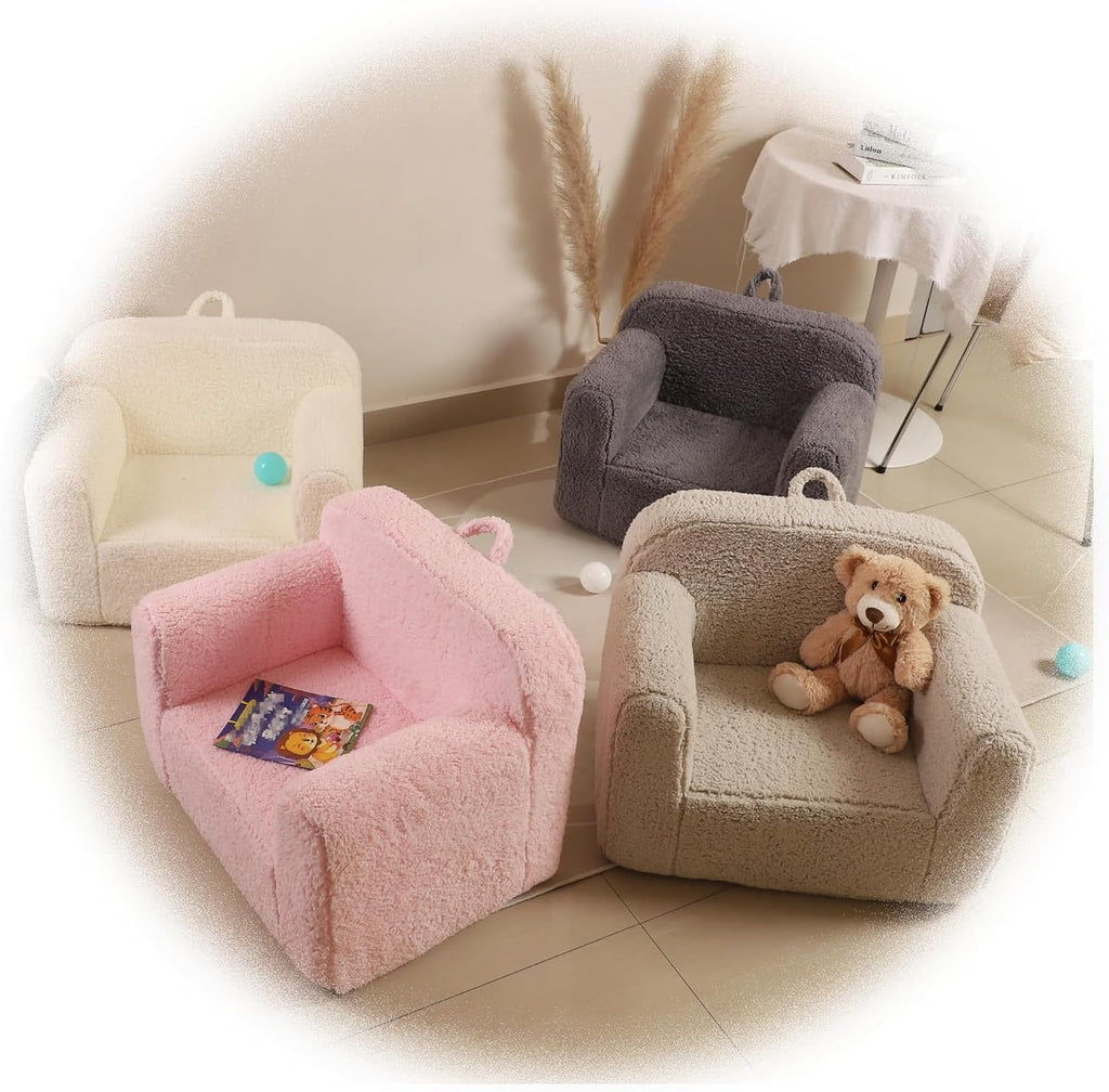 Kids Snuggly-Soft Sherpa Chair, Comfy Sofa Chair, Pink