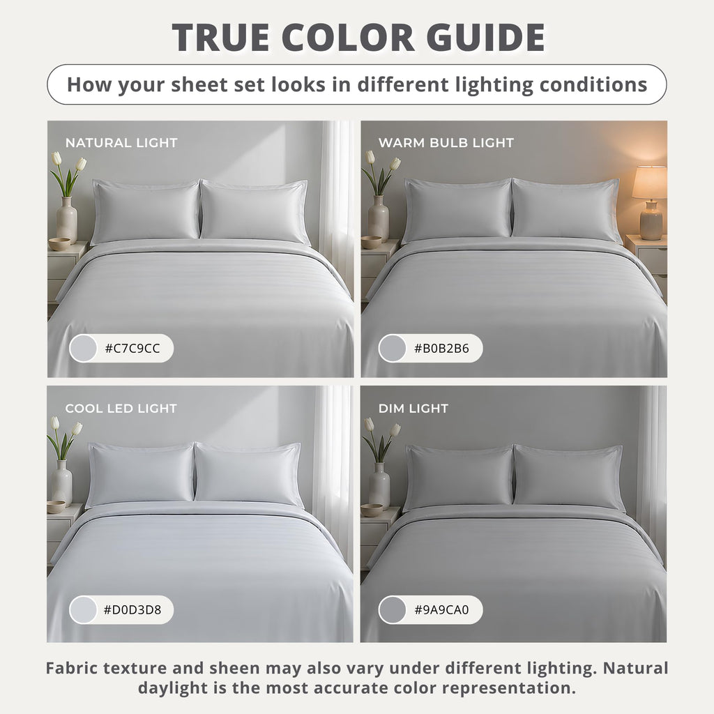 100% Tencel Sheets, 18" Deep Pocket, Cool Grey, 4PC King