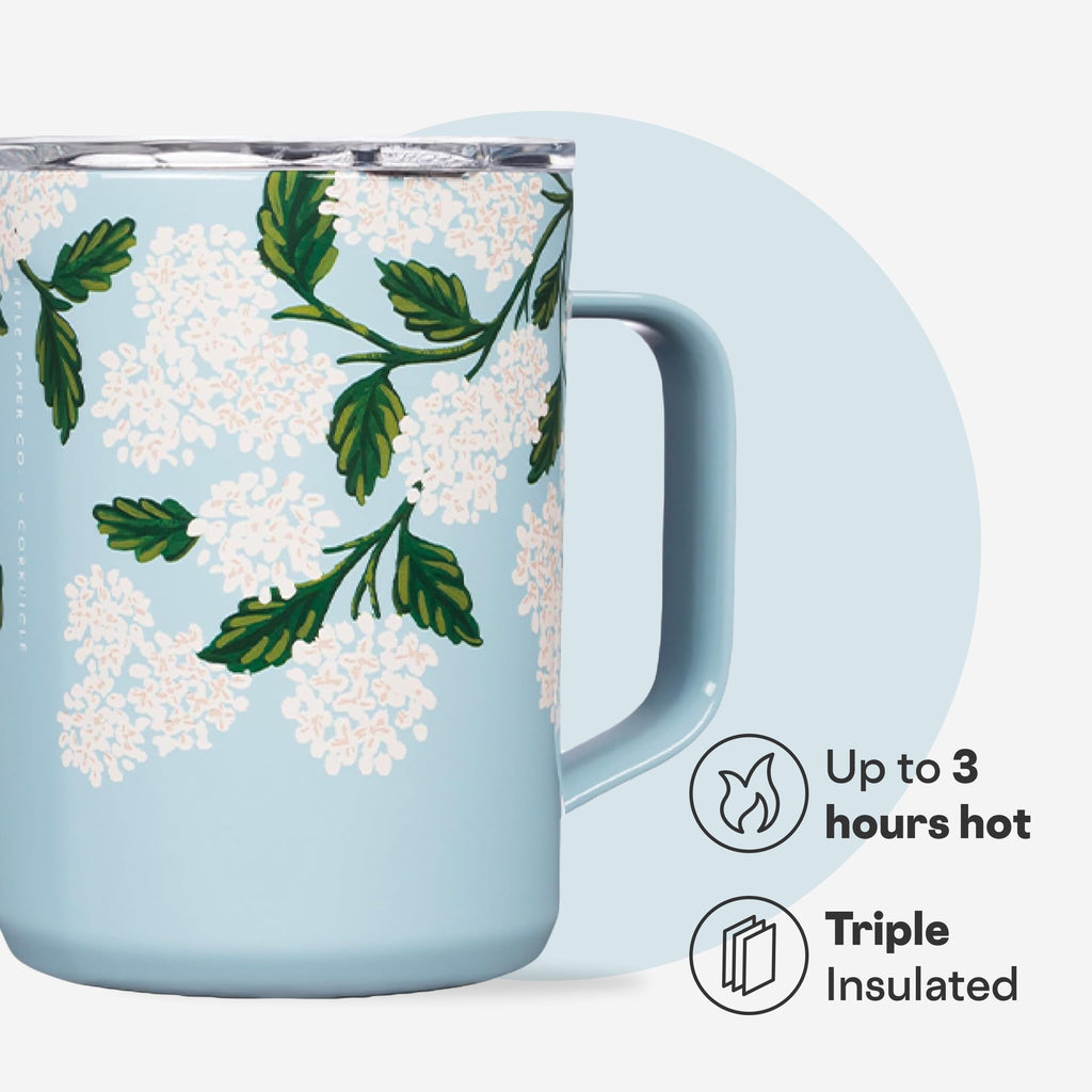 X Rifle Paper Co. Triple Insulated Coffee Mug with Lid & Handle - Keeps Beverages Hot for 3+ Hours - Gift for Mom