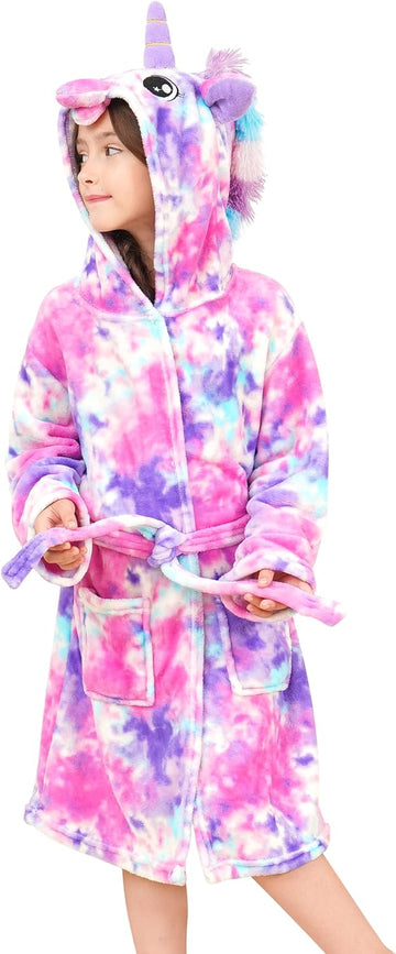 Soft Unicorn Hooded Bathrobe Sleepwear - Unicorn Gifts for Girls