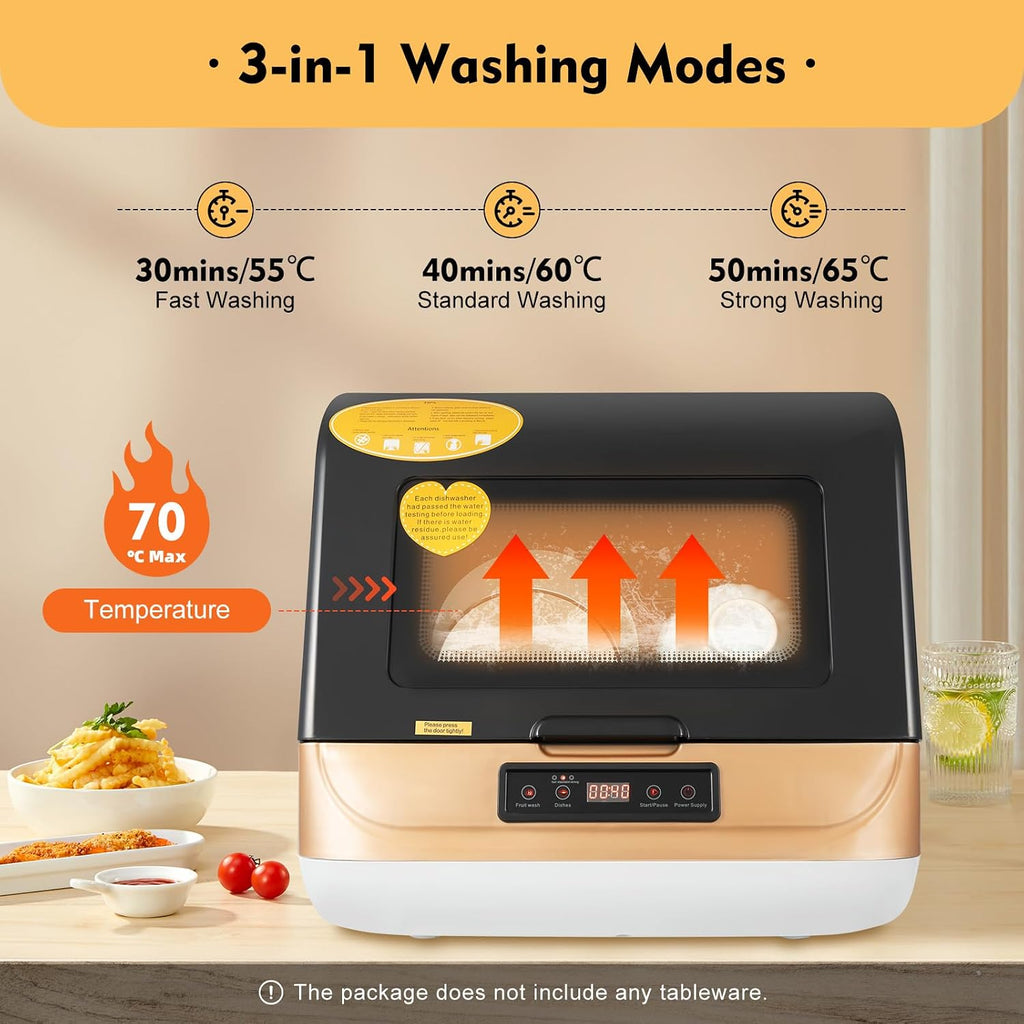 Portable Countertop Dishwasher Compact Dishwasher with 3 Washing Programs
