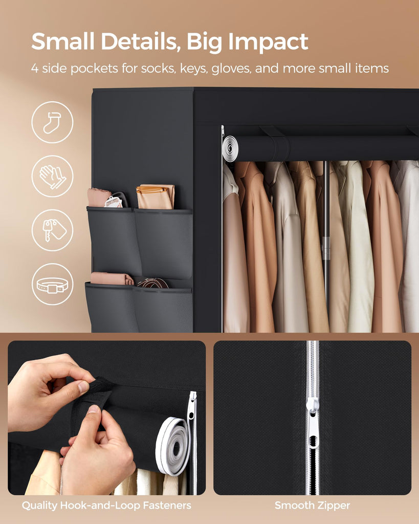 Portable Closet with Cover, 4 Hanging Rods and Shelves