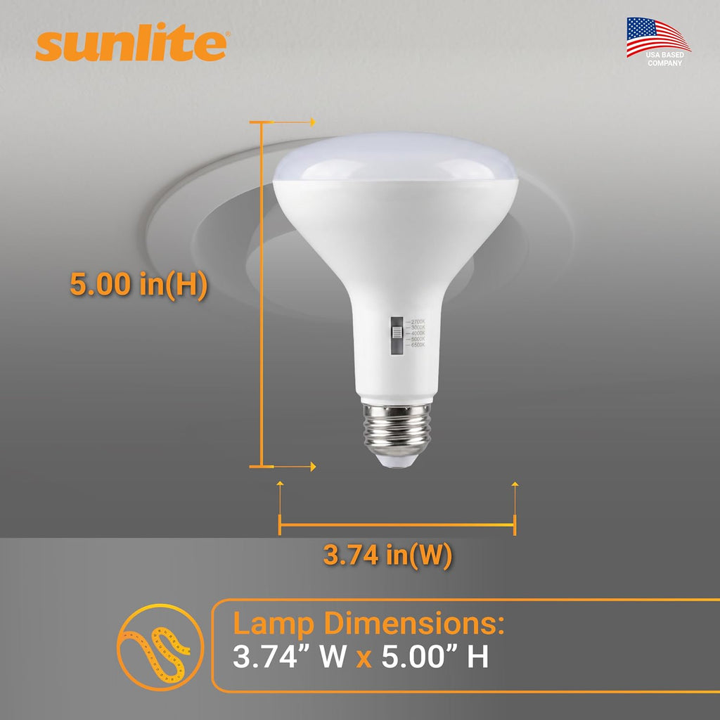 LED BR40 Reflector Light Bulb, 12 Watt (75W Equivalent), 1000 Lumens, 5 CCT Selectable (27K/30K/35K/40K/50K), 90 CRI