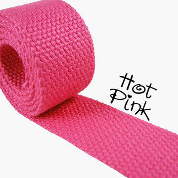 Hot Pink - Heavy Canvas Webbing Roll 1.25" for Key Fobs, Purse Straps, Belting (5 Yard Roll)