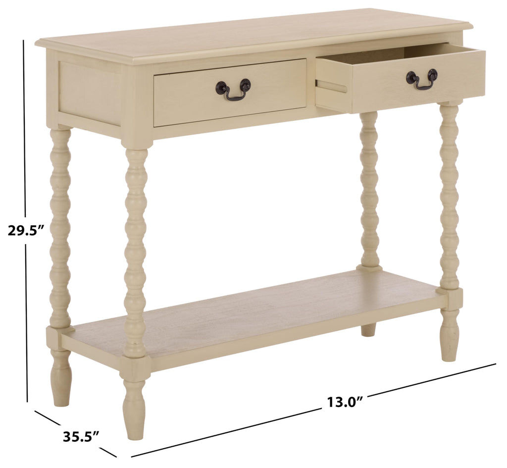 Athena 2-Drawer Console Table - Sand - Solid Wood - Farmhouse Classic Design - Ideal, 35.5" W x 13" D x
