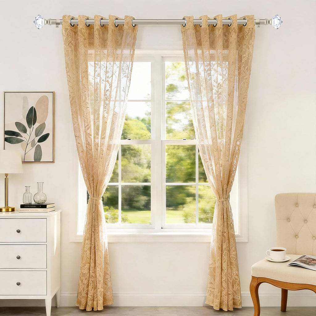 Curtain Rods for Windows 20 to 53 Inch(1.6 to 4.4 ft), Telescoping Splicing 3/4 Single Rods 32 to 58 Inch(2.6-4.8ft)
