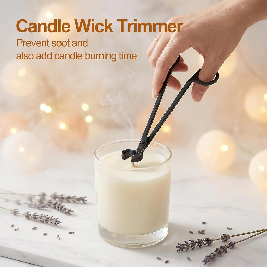 4-in-1 Stainless Steel Candle Care Kit for Candle Lovers, Black - Set of 4