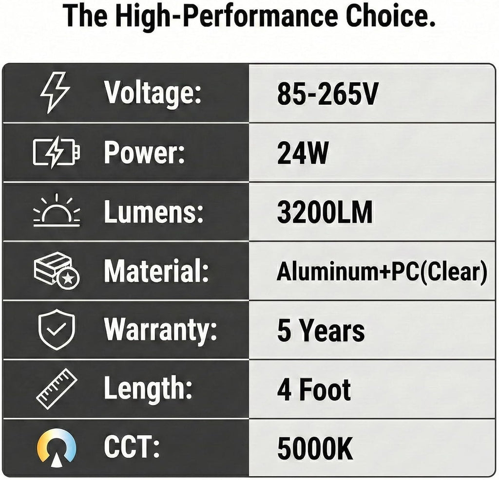 Fluorescent Light Bulbs Replacement 4FT, T8 LED Bulbs 4 Foot Type A+B, 24W (65W Equivalent) 3200LM, 5000K Daylight
