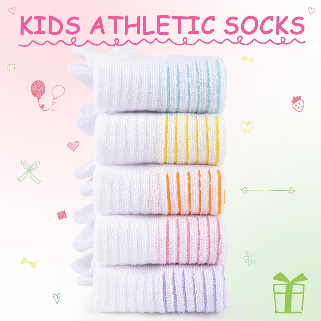 10 Pairs Girls Ankle Socks Athletic Socks With Cushioned Sole For little big kids Old
