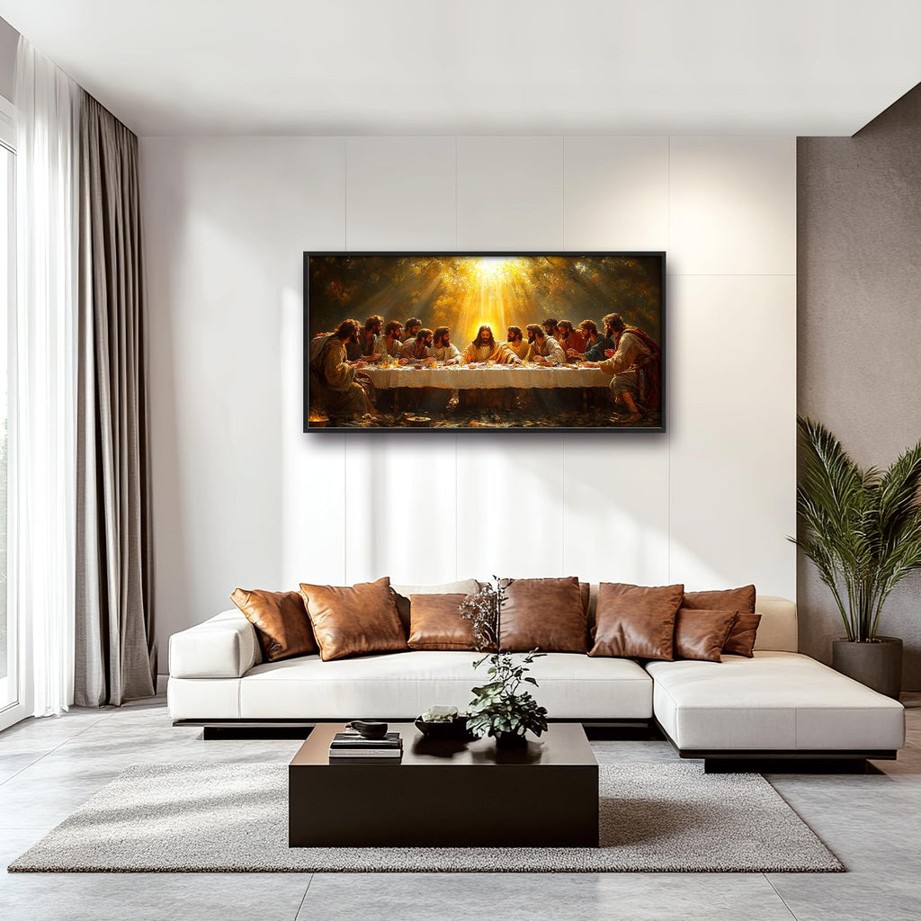 Large The Last Supper Wall Art, Christian Canvas Oversized Wall Decor, Jesus Aesthetics Framed Pictures Painting
