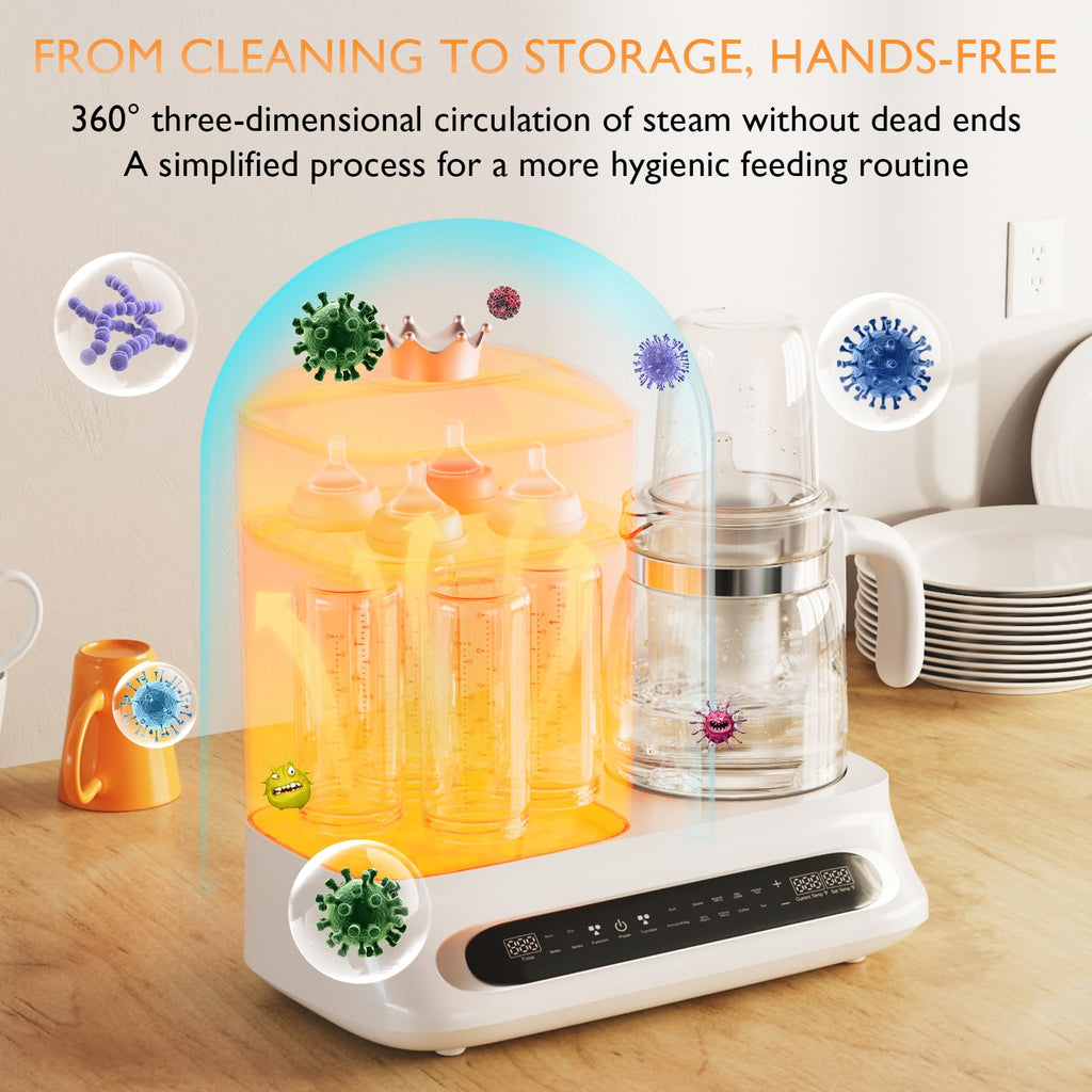 Baby Bottle Warmer & Steamer, 44oz Formula Kettle with Drying & Steam, Multi-Function Bottle Warmer for Breastmilk