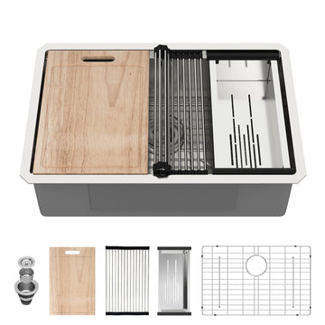Undermount Kitchen Sink 28x19x9 Inch Workstation