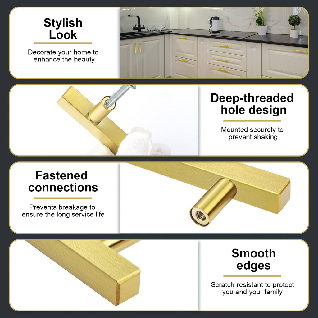30 Pack Brushed Brass Kitchen Cabinet Handles 5" Length Drawer Pulls