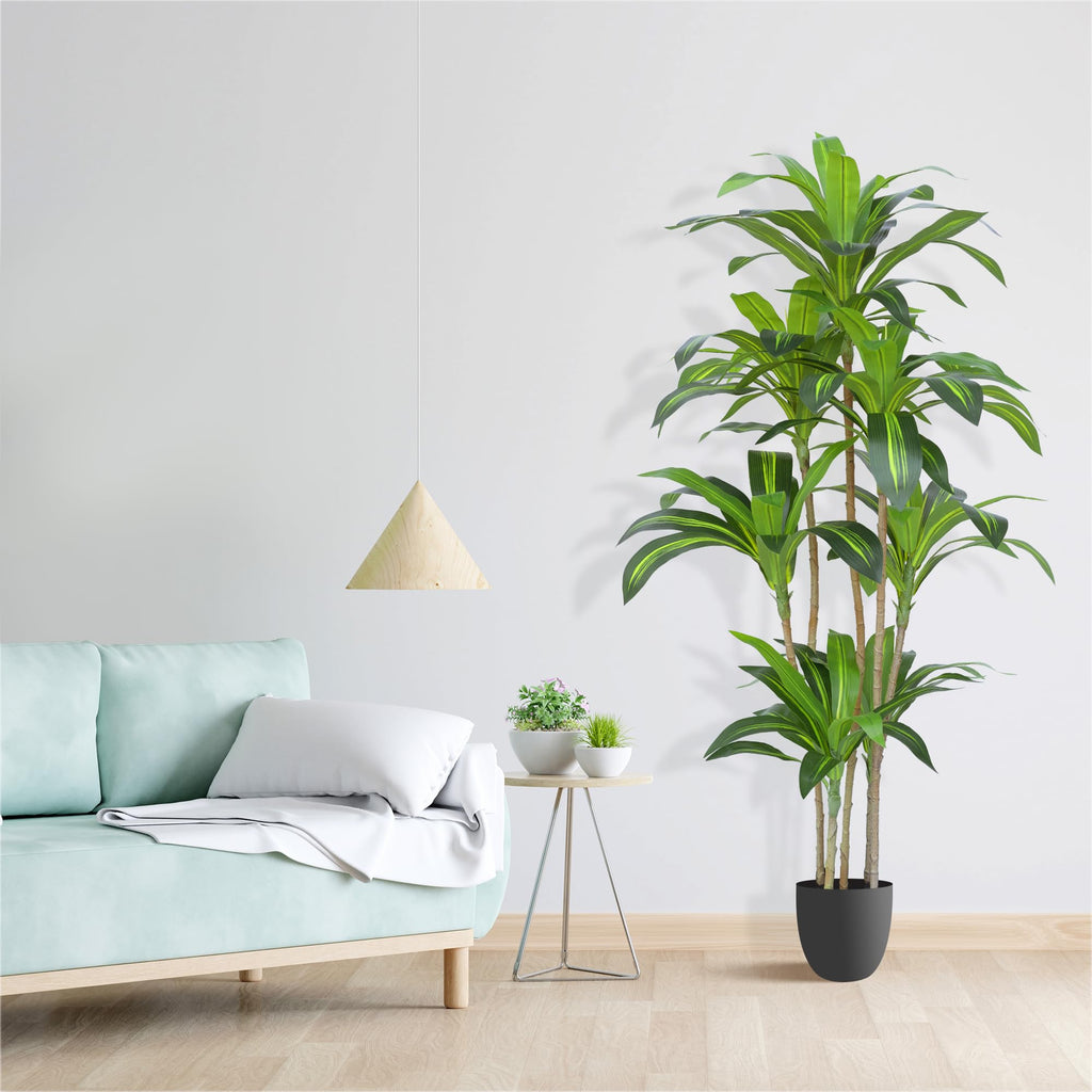 Artificial Plants 5.3Ft Dracaena Fragrans Faux Trees with 7 Heads Fake Tree Decor Indoor or Outdoor Office Decoration