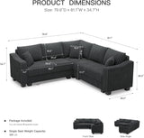 Belffin Convertible Sectional Couch with Chaise Corner Sectional Sofa L Shaped Couch Reversible Corner Upholstered