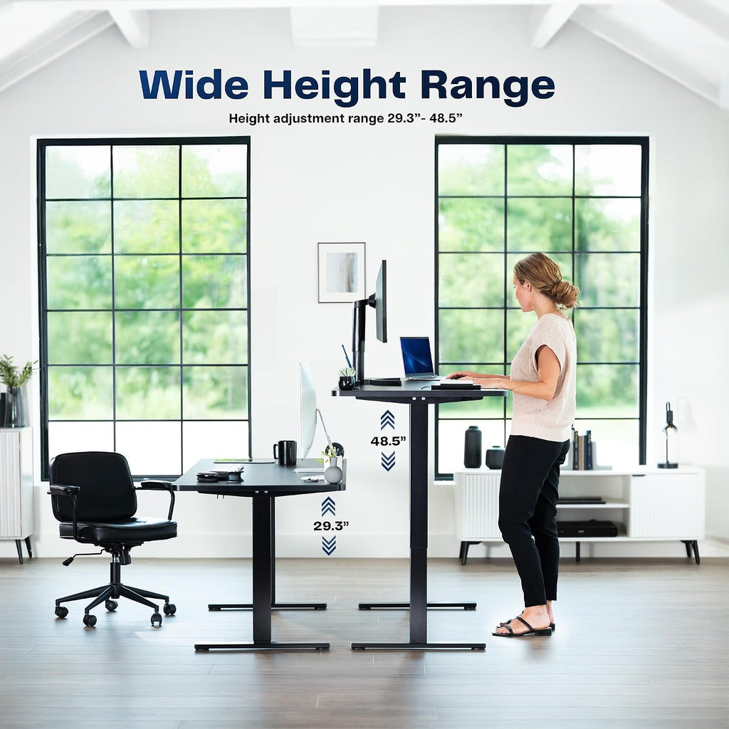 Black 60 x 24 in Standing Desk, DESK-KIT-1B6B | Electric, Holds 220 lbs, Sit Stand, Height Adjustable, Solid