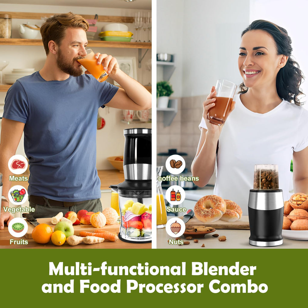 Blender and Food Processor Combo, Personal Blender for Shakes and Smoothies, Suitable, 700W Electric Blender with