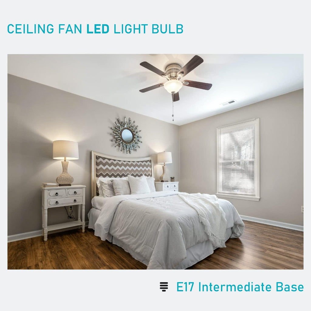 E17 Intermediate Base LED Bulb, 6W (60 Watt Equivalent) G14 Globe Ceiling Fan Light Bulbs, Cool White 4000K, 600