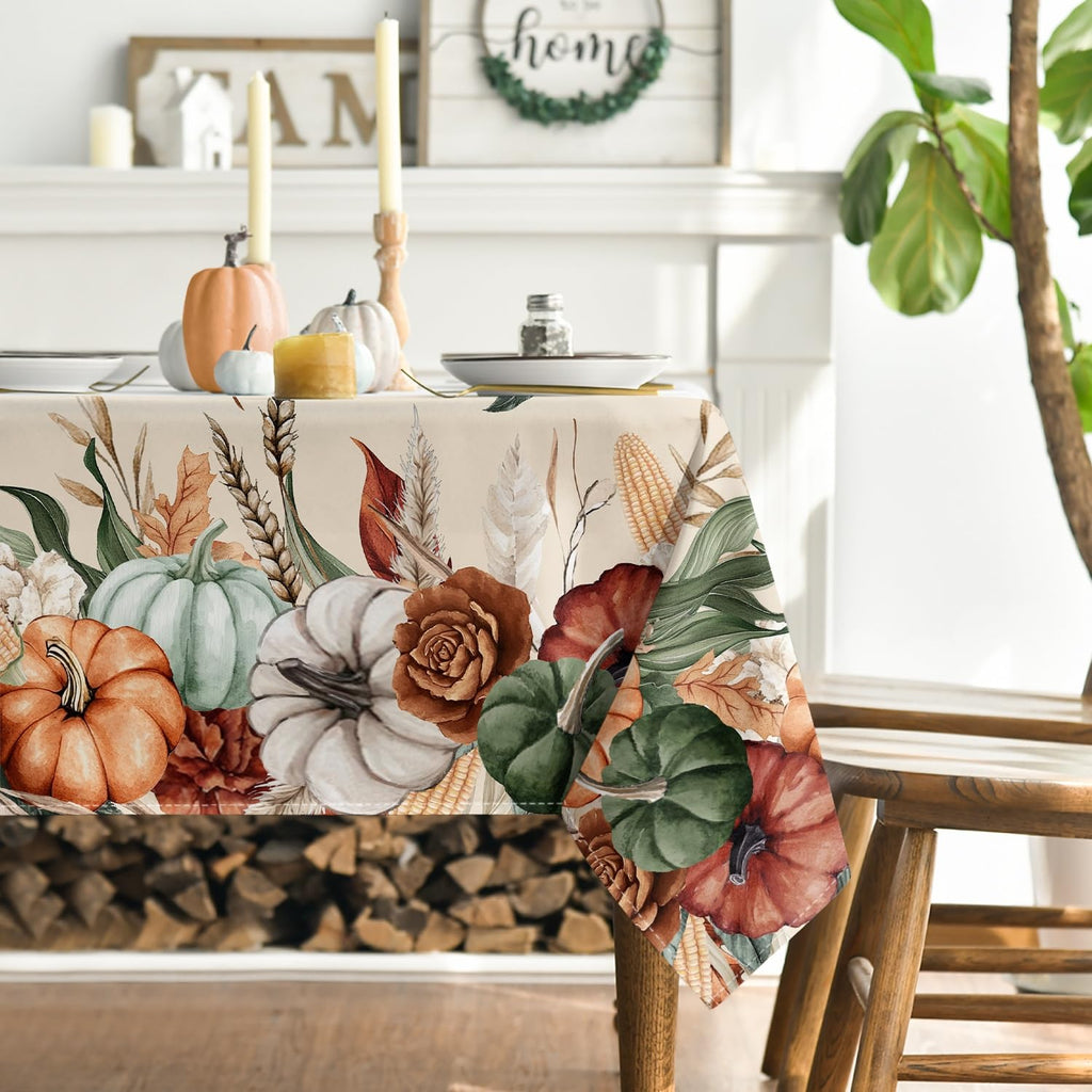 Fall Tablecloth 60 x 84 Inch Rectangular Flower Autumn Harvest