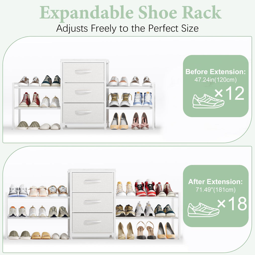 Expandable Closet Organizers and Storage,Wide Long 3 Drawer Dresser