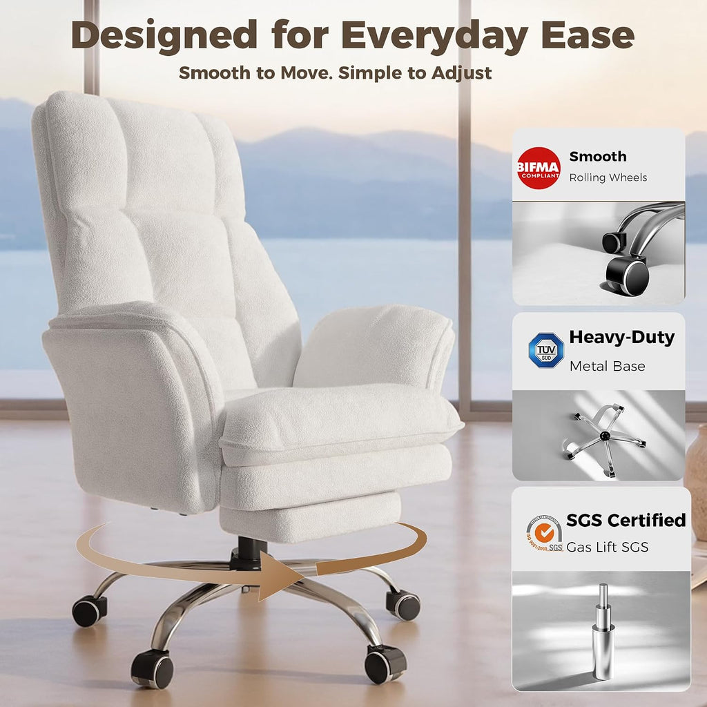 Big and Tall Office Chair, Flip Armrests for Pets & Cross Legged Sitting | Executive Ergonomic Computer Gaming Chair