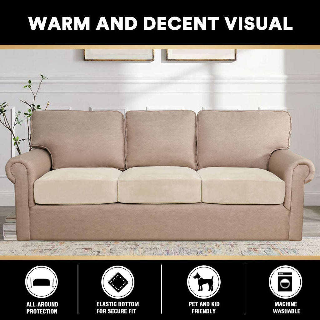 Sectional Couch Cushion Covers 3 Pieces Velvet Separate Couch Cover Extra Large Stretch Sofa Slipcover Washable