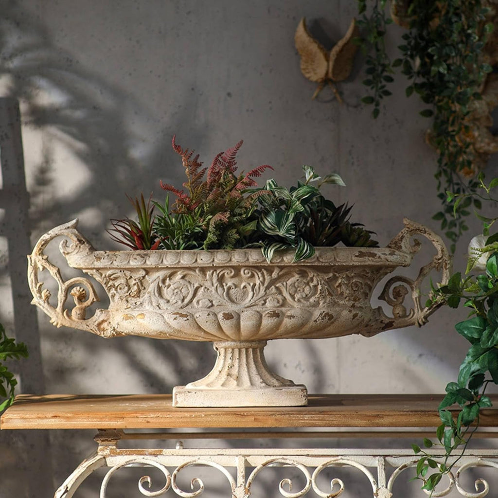 French Garden Urn European Design Vintage Urn Planter Shabby Chic Vintage Pedestal Planter , Outdoor