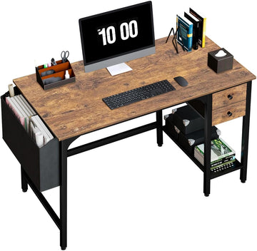 Computer Desk with Drawers - 40 Inch Work Reversible Small Desk Home Office, Simple Study Writing Table PC Desks