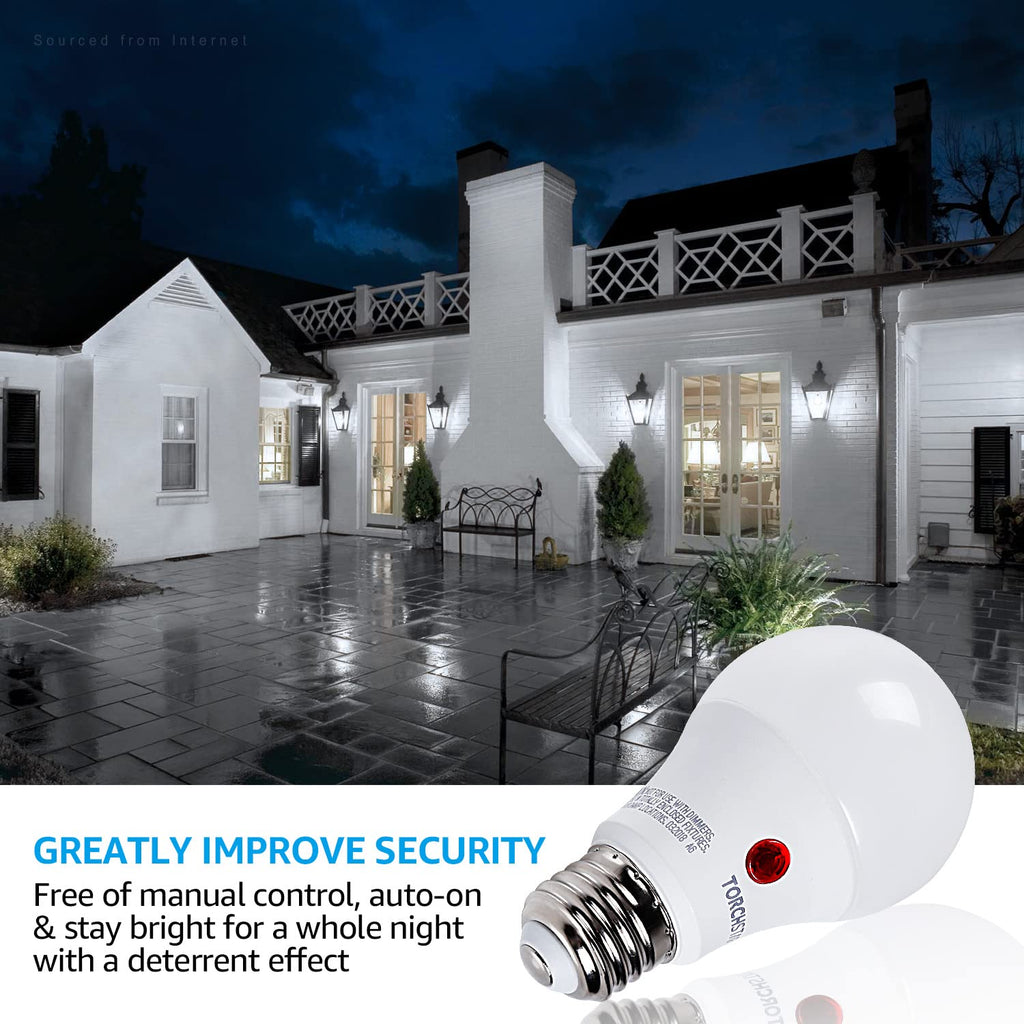 4-Pack Dusk to Dawn LED Light Bulb Outdoor, A19, 5000K