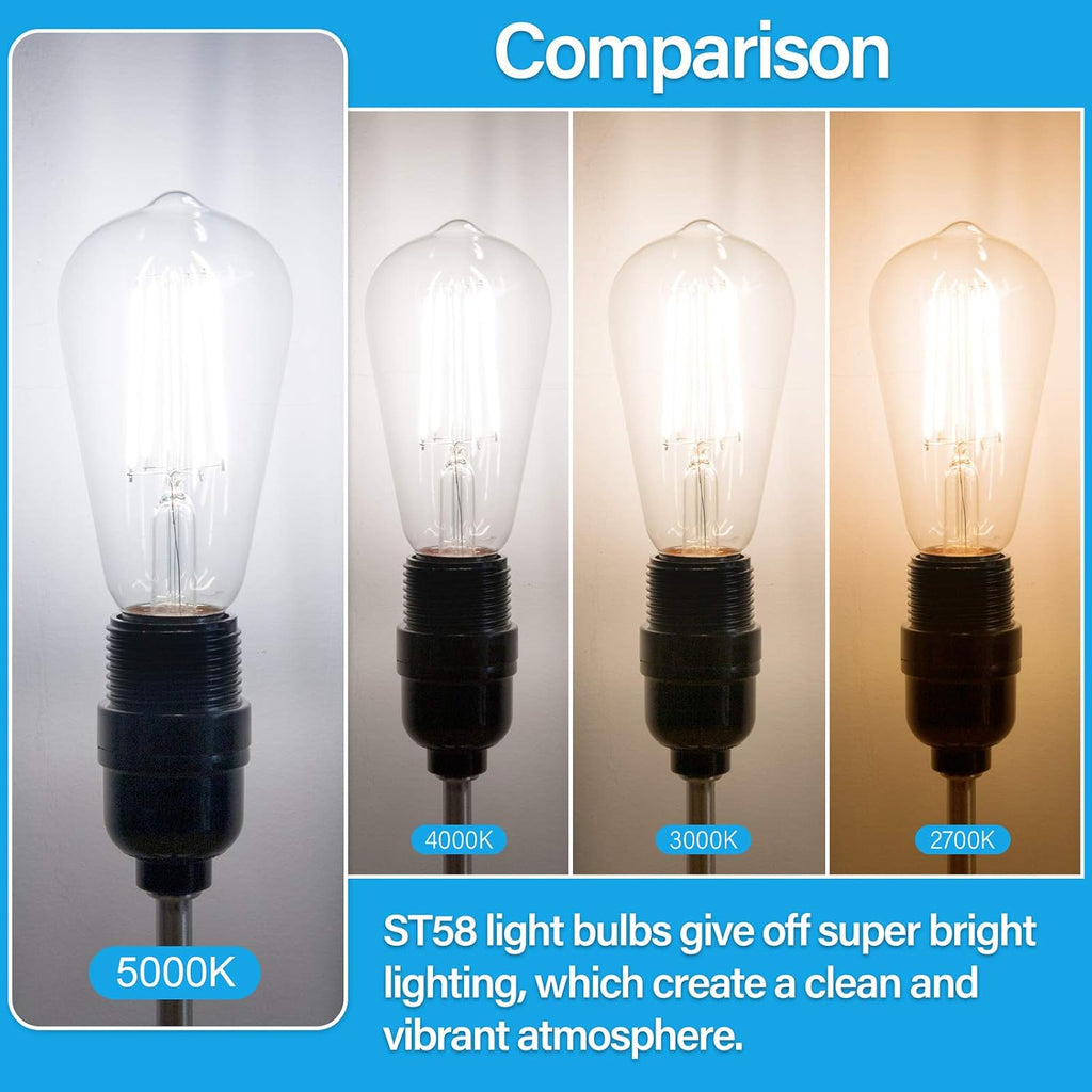 Vintage LED Edison Bulbs 60 Watt Equivalent, 6W E26 Led Bulb