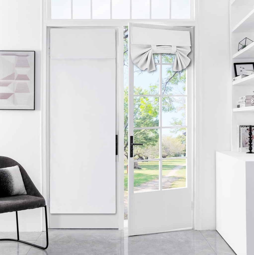 100% Blackout French Door Curtains, Wrinkle Free, Room Darkening, Blocks Light and Heat Through Glass. Drill-Free