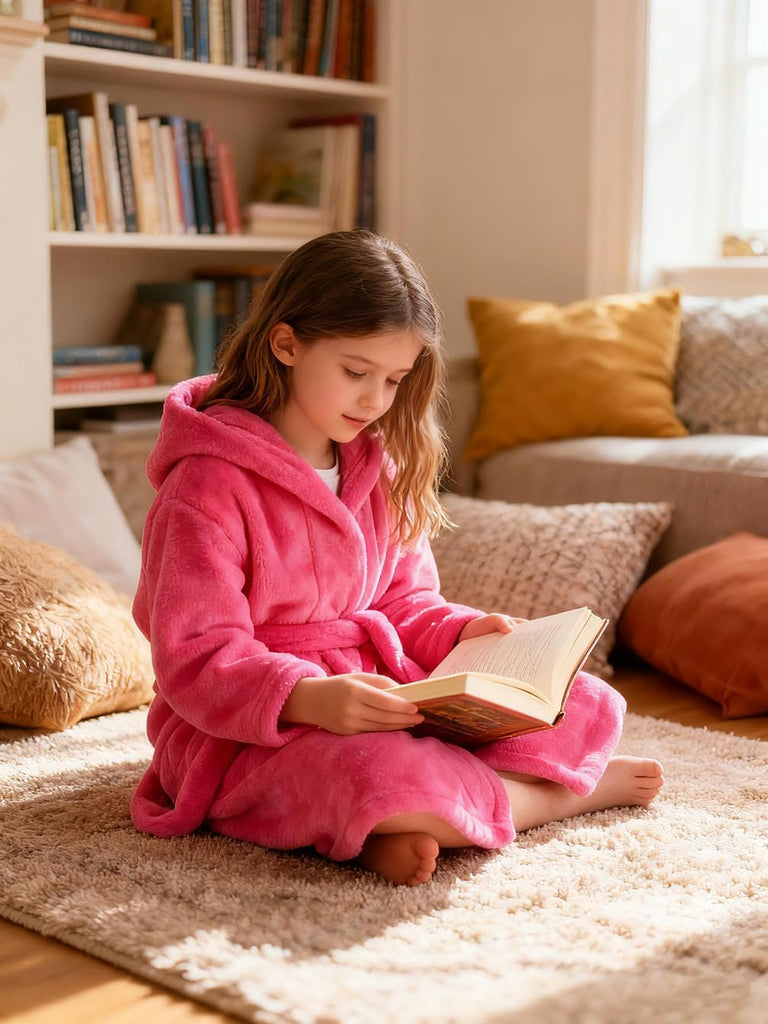 Boys Girls Robe Kids Flannel Hooded Bathrobe Sleepwear Pajamas Toddler Soft Plush Robes for Girls