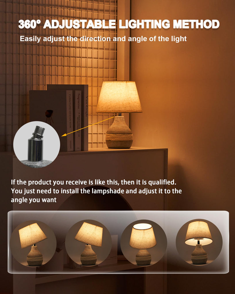 10" Small Ceramic Cordless Table Lamp, Rechargeable Battery, Coastal