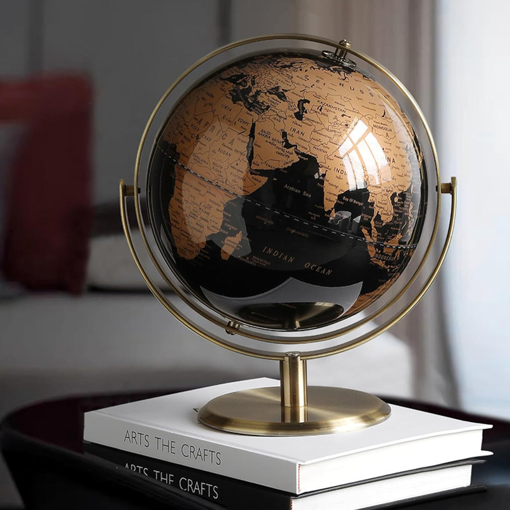 720° Rotation Light Luxury World Globe, Metal Stand, 10.6'' (L)