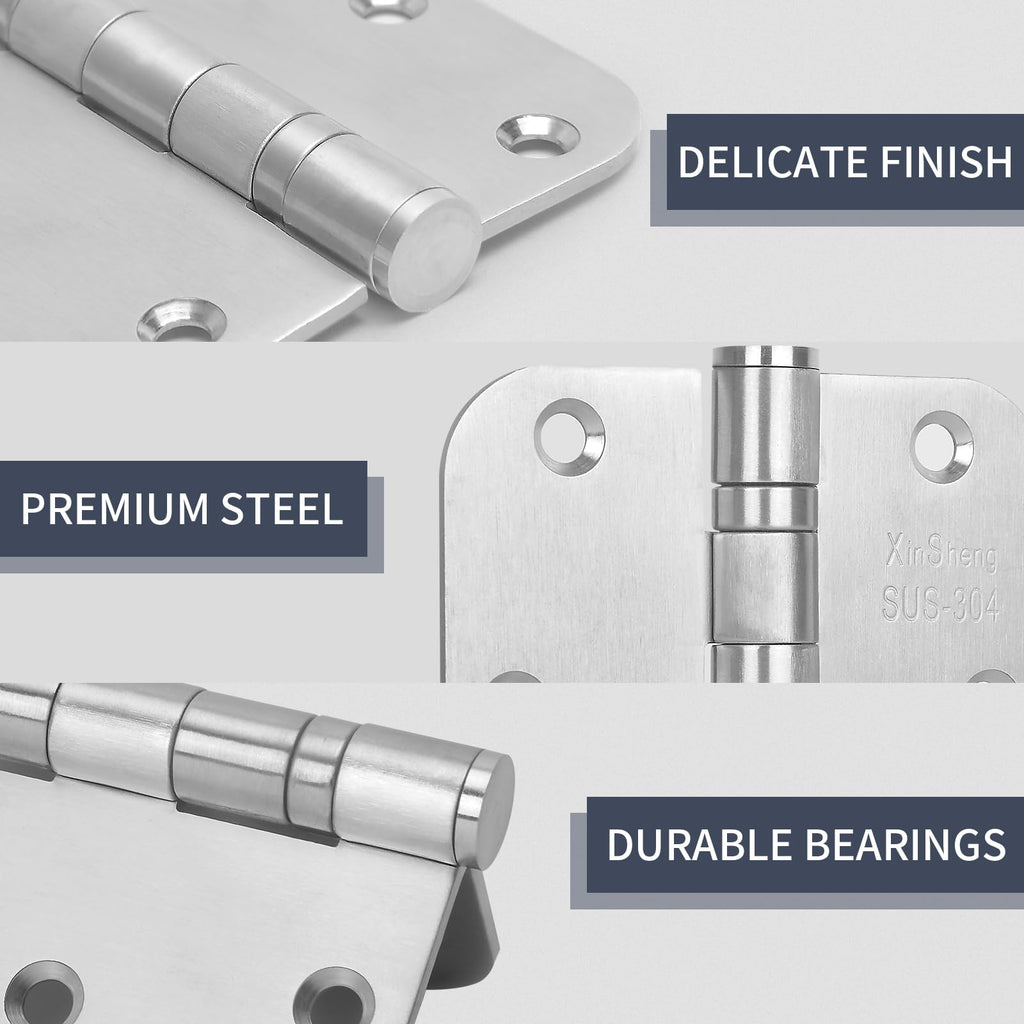 3.5" 304 Thickened Stainless Steel Door Hinges 3 Pack
