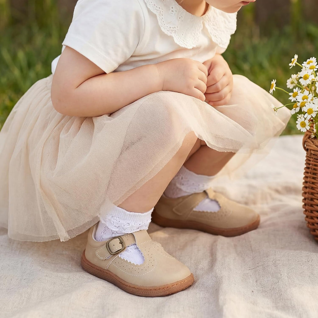 Wide Toe Box Toddler Mary Jane Dress Shoes Girl Ballet Flats